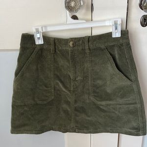 AEO Green Corduroy A-Line Stretch mini skirt